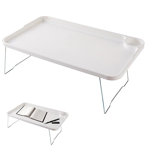Schoßschreibtisch mit Beinen, klappbarer Laptop-Betttisch, faul, einfaches Laptop-Tablett für Bett mit Getränkehalter und Kartenschlitz für Frühstück, Studentenwohnheim, Sofa, Balkon, Bett, von SunaOmni
