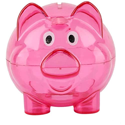 Sparschwein Kind Zu Schätzen Keramik Schwein Geld Sparbüchsen Transparenter Kunststoff Niedliches Cartoon-schwein Schwein Bank Münze Geld Spardose Schöne Möbel Ornamente Geeignet Für Jungen(rose Pink) von SunaOmni