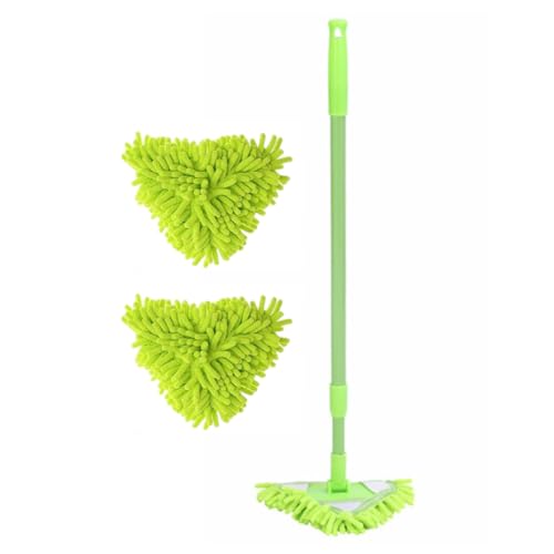 SunaOmni Floor Mop 3pcs/Set Triangular 180° Rotary Iron Rod Telescopic Chenille Mini Mop for Wall Window Car Kitchen Bathroom Green Mini Mop Small Mop Floor Mops Bathroom Mop von SunaOmni