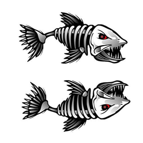 Skelettfischaufkleber Schädel Fisch Knochenschalter Skelett Fischboot Aufkleber Angelbox Dekoration Aufkleber Angeln Schützer Aufkleber Dekoration 15 * 12㎝ von SunaOmni