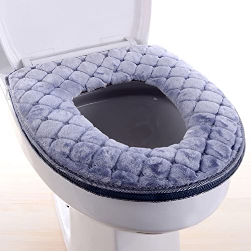 SunaOmni WC-Sitzbezug, weiche WC-Sitzkissen-WC-waschbare waschbare Universal-Toiletten-Sitz-Cover-Pads mit Reißverschluss (grau) von SunaOmni
