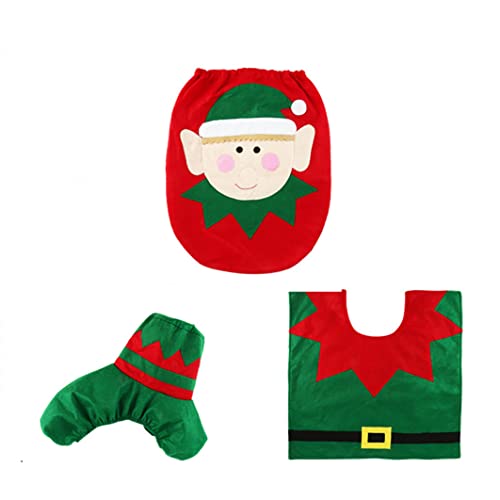 Toilettensitzbezug-Teppich-Set in Santa-Form Kreatives Weihnachts-Badezimmer-dekorationsset – Grüne Weihnachts-badezimmerdekorationen Weihnachts-Badezimmer-toilettendeckelbezug Badezimmerteppich- Und von SunaOmni