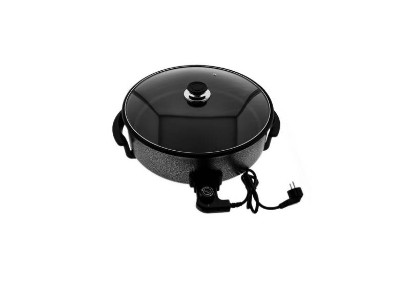 Sunay Elektrische Multipfanne 42 x 9 cm - Pizzapfanne 1500W in Schwarz, 1500 W, mit Antihaftbeschichtung, Schwarz, Glasdeckel, 42 x 9 cm von Sunay