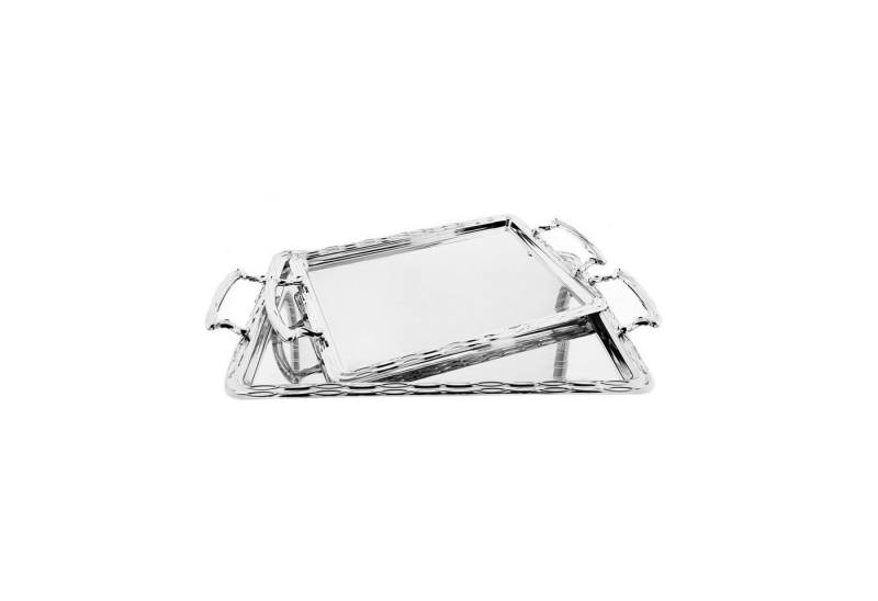 Sunay Servier-Set 2er Set Gemusterte Serviertabletten - Edelstahl mit eleganten Griffen, (2-tlg) von Sunay