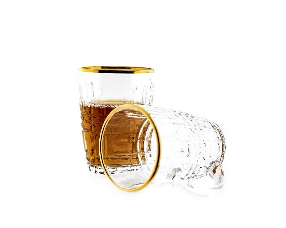 Sunay Teeglas 6er Gläser-Set mit Henkel 203 ml Transparent mit Muster von Sunay