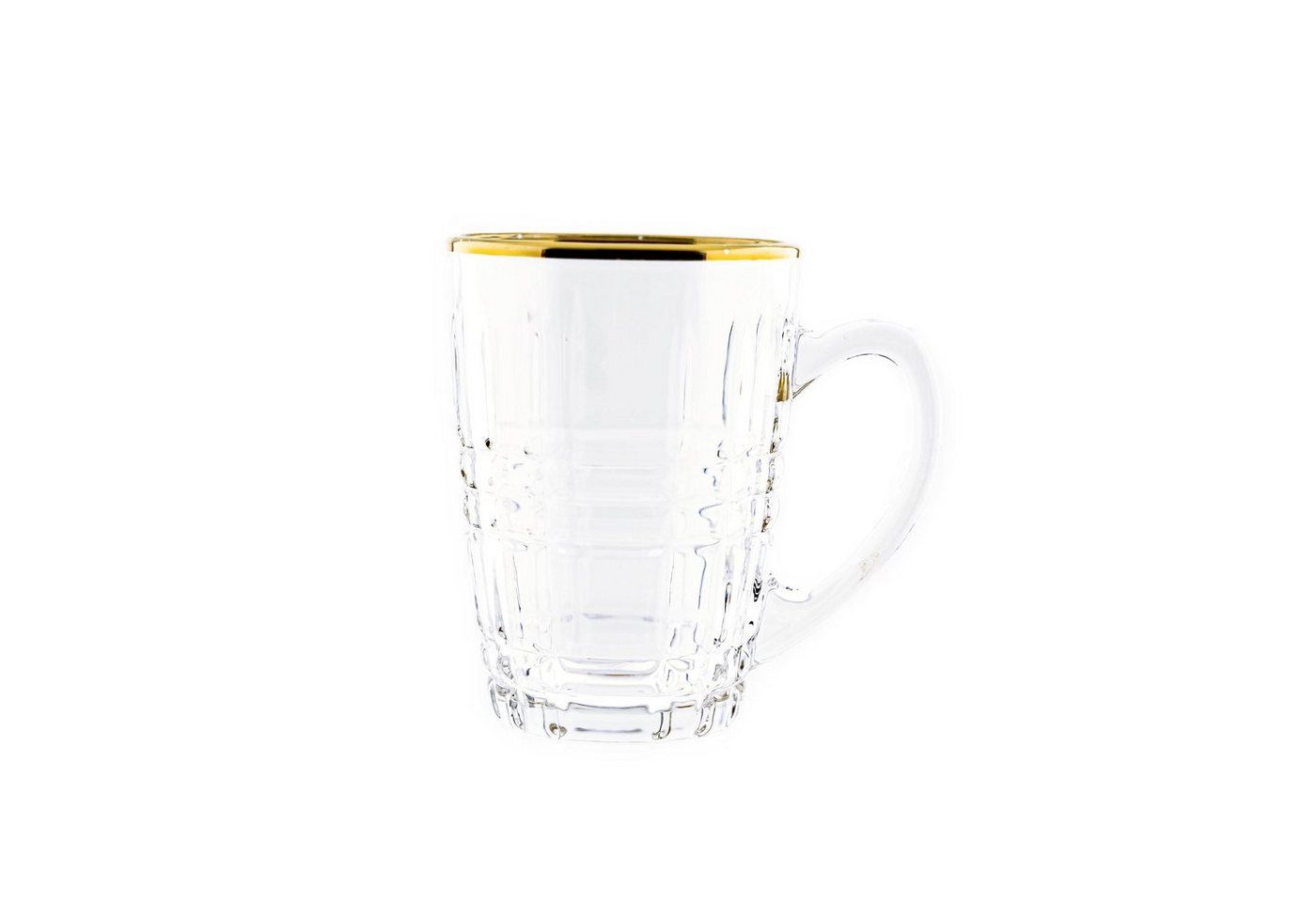 Sunay Teeglas 6er Gläser-Set mit Henkel Gold Umrandung 203 ml Transparent mit Muster von Sunay