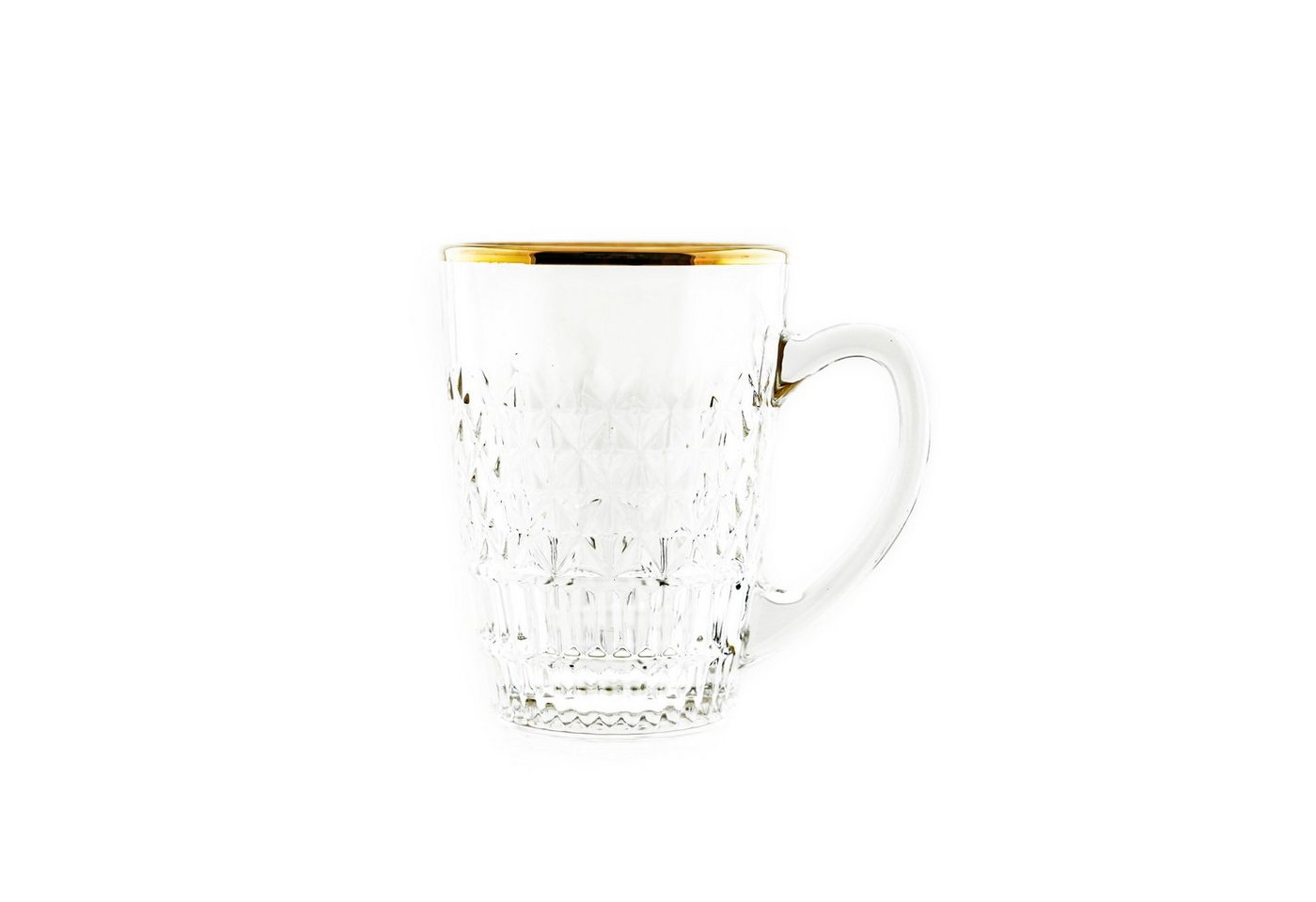 Sunay Teeglas 6er Gläser-Set mit Henkel Gold-Umrandung 203 ml Trasparent mit Muster von Sunay