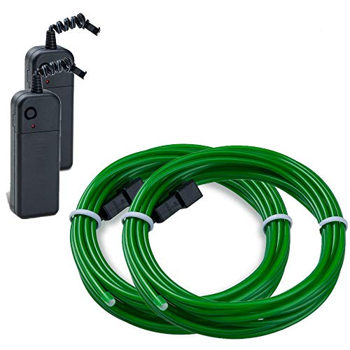 Sunboia 2 Stück x 15ft/5m EL Wire Neon Kabel El Kabel Wire mit 3 Modis für Parteien Autobatterie Halloween Dekoration Weihnachten-Grün von Sunboia