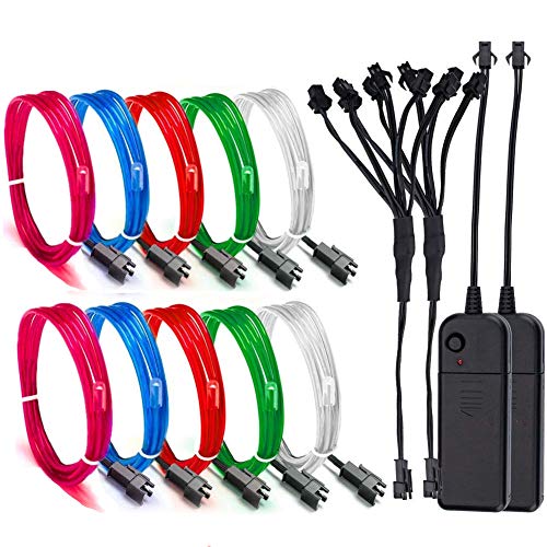 Sunboia EL-Drähte,2set 5×1M Fünf-Farben Neon EL Wire Draht Leuchtschnur Kabel Lichtschnur,Beleuchtung Lichtband Lichtleiste für Weihnachtsfeiern Party Halloween Kostüm Kleidung Dekoratio Sunboia EL-Drähte,2set 5×1M Fünf-Farben Neon EL Wire Draht Leuchtschnur Kabel Lichtschnur,Beleuchtung Lichtband Lichtleiste für Weihnachtsfeiern Party Halloween Kostüm Kleidung Dekoratio von Sunboia