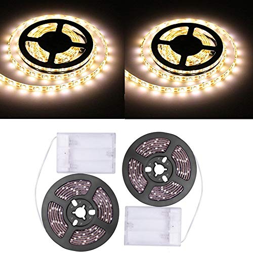 Sunboia LED Strip batteriebetrieben,2X1m LED Streifen Stripe Licht TV-Hintergrundbeleuchtung SMD5050 flexibles Beleuchtungsstreifen für Hochzeit,Weihnachten,Halloween,Partei,Wohnkultur-warmweiß von Sunboia