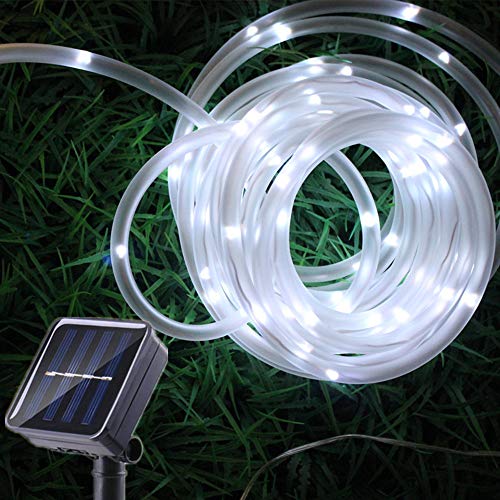 Sunboia Solar Lichtschlauch, 23ft 50 LED Solar Lichterkette Außen, Tube Kupferdraht Lichter Solarlichterkette Außenlichterkette Weihnachtsbeleuchtung für Garten Aussen Deko-weiß von Sunboia
