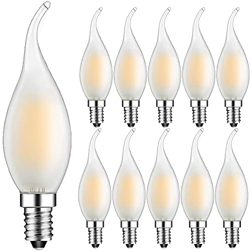 Suncan 10 Stück E14 Kerze Lampe Warmweiss, Leuchtmittel E14 C35 LED Lampe 4W, Warmweiß 2700K,Nicht Dimmbar, AC220V, für Kronleuchter Tischlampen Wandlampen von Suncan
