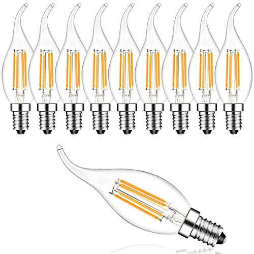 Suncan10er-Pack E14 LED Kerze Dimmbar, LED Lampe E14 4W Warmweiss, Warmweiß 2700 Kelvin, 360° Abstrahlwinkel,AC220V,Energieklasse F von Suncan