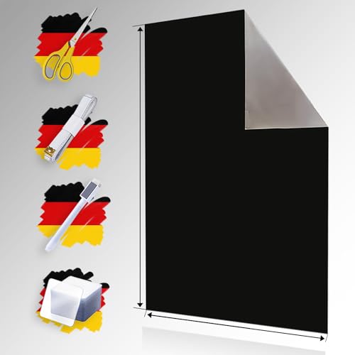 Fenster Verdunklung | 2m x 1,45m Verdunklungsstoff | Hitzeschutz oder Kälteschutz | Verdunklungsfolie | Rollo ohne Bohren | mit 24 Nano Pads | Lichtundurchlässig | Thermobeschichtung (Schwarz) von Sunce24
