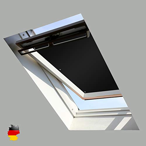 Sonnenschutz für Dachfenster | Perfekt für Velux und Roto Fenster | 100% Verdunkelung | Sonnen und UV Schutz | GGU, GPU, GHU, GTU, GXU, GGL, GPL, GHL, GTL, GXL (Schwarz, 57x100) von Sunce24