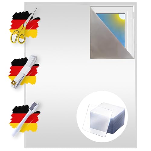 Verdunklungsstoff Meterware | Hitzeschutz oder Kälteschutz | Sonnenschutz zu 100% Verdunkelung | Folie mit Thermobeschichtung für alle Fenster | Rollo ohne bohren | Blackout (Perlweiß mit Nano Tape) von Sunce24