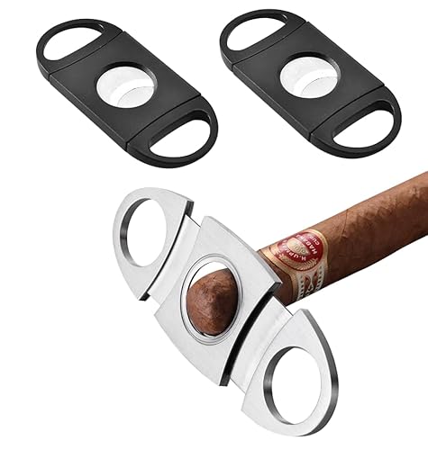 Zigarrenschneider, Edelstahl, Doppelklinge, Taschenformat, Silber (Kunststoff, schwarz), 2 Stück von SundayZaZa