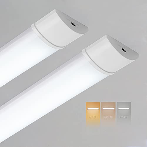 Sundertech 2er LED Feuchtraumleuchte, LED Röhre 90cm 25W 2760LM 3CCT(3000K/4000K/6500K) Warm/Neutral/Kaltweiß, deckenleuchte für Keller Werkstatt Garage Küche Bad Büro Schuppen Lager von Sundertech