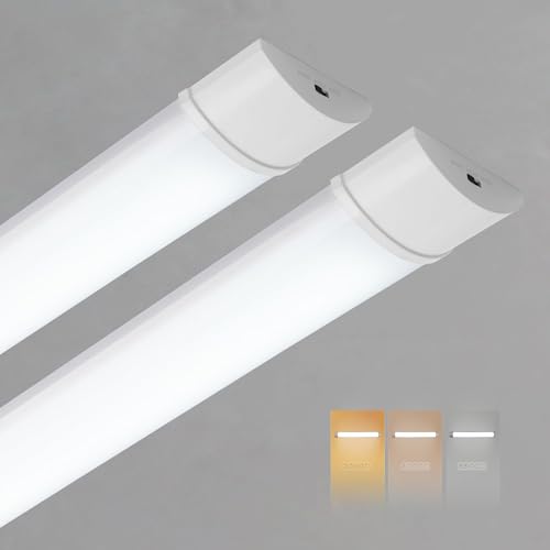 Sundertech Led Feuchtraumleuchte 1,2m[2 Stück], Led Röhre 3750lm 3CCT(3000K/4000K/6500K), Deckenleuchte LED-Lichtleiste Werkstatt Garagenlampe für Garage Keller Werkstatt Warenhaus Bad Röhrenlampe von Sundertech