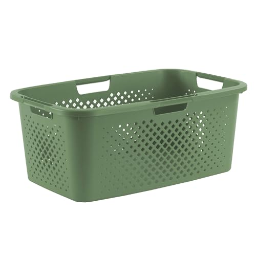 SUNDIS Pixel, Wäschekorb 40l, aus recyceltem Kunststoff, salbeigrün, 4 seitliche Griffe, Belüftung an allen 4 Seiten SUNDIS Pixel, Wäschekorb 40l, aus recyceltem Kunststoff, salbeigrün, 4 seitliche Griffe, Belüftung an allen 4 Seiten von Sundis