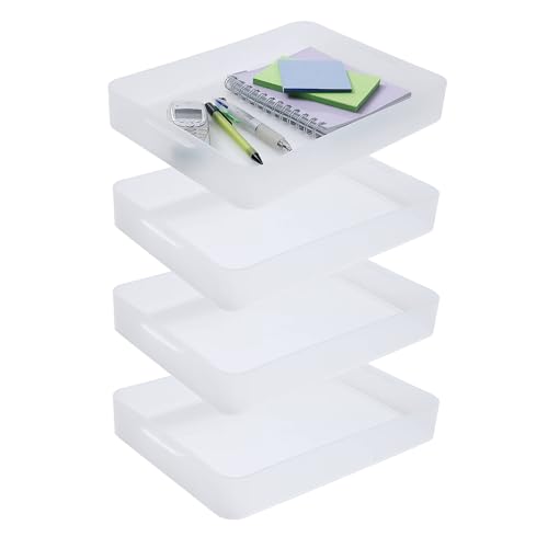 SUNDIS Pure Box, 4 kleine Aufbewahrungsboxen aus Kunststoff, transparent, A4, ideal für kleine Gegenstände, Zubehör, Basteln und kleine Gegenstände von Sundis