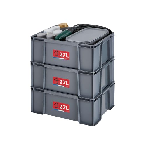 Sundis 3er set MASTER BOX, 27L - Modular und stapelbar - Anthrazitgrau, Grau von Sundis