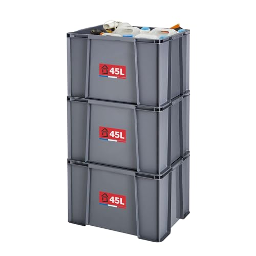 Sundis 3er set MASTER BOX, 45L - Modular und stapelbar - Anthrazitgrau, Anthrazit, Grau von Sundis