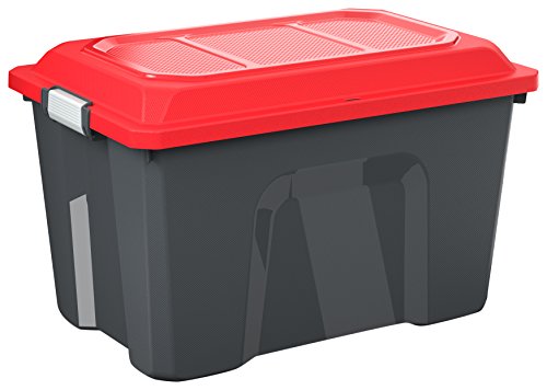 Sundis 60L aufbewahrungsbox mit Deckel, Kunststoff, Schwarz und Rot, 60 L von Sundis