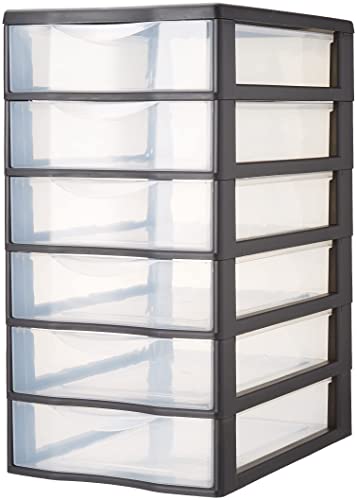 SUNDIS Orgamix, schubladenbox aus Kunststoff, 6 transparente Schubladen im A4-Format, Höhe 50 cm, stapelbar, ideal für die Aufbewahrung von Büros, Kursen, Unterlagen, Zubehör, Accessoires von Sundis