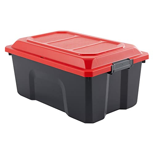 Sundis Locker 40L aufbewahrungsbox mit Deckel, Kunststoff, Schwarz und Rot von Sundis