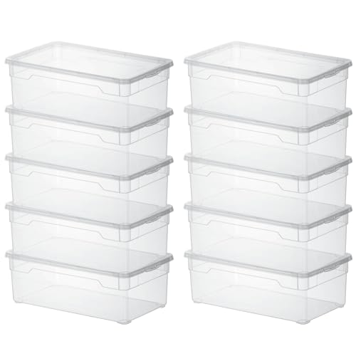 Sundis Clear Box, 10er-set Aufbewahrungsboxen mit deckel, 5L, transparentem Kunststoff, stapelbar, ideal für Damenschuhe von Sundis