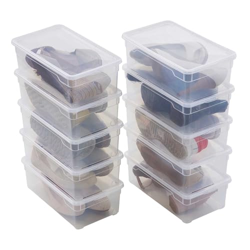 Sundis Clear Box, 10er-set Aufbewahrungsboxen mit deckel, 5L, transparentem Kunststoff, stapelbar, ideal für Damenschuhe, Durchsichtig von Sundis