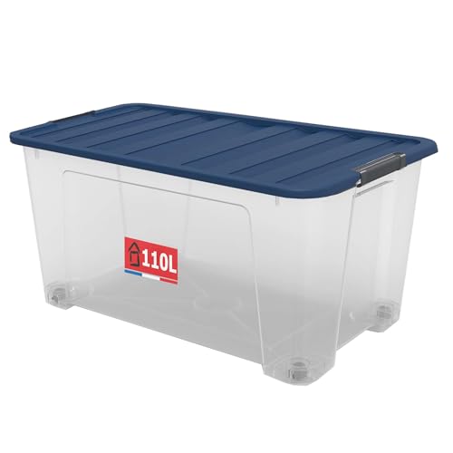 Sundis |Mehrzweck-Aufbewahrungsbox mit Rollen mit Deckel und Schlössern 110 Liter - WAVE BOX 0486001, Königsblau von Sundis