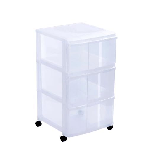 Sundis Modulo, schubladenbox aus Kunststoff mit Rädern, 3 transparente Schubladen, Höhe 65 cm, ideal zur Aufbewahrung von Büchern, Kursen, Dokumenten, Zubehör von Sundis