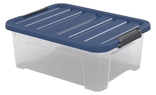 Sundis Wave Box, Aufbewahrungsbox mit deckel, 17L, mit clips, transparentem Kunststoff, stapelbar, ideal für die Aufbewahrung im Schlafzimmer, im Ankleidezimmer, im Büro oder in der Waschküche von Sundis