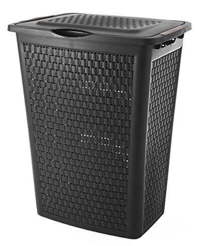 Sundis à linge Volume 50 l Large ouverture du couvercle latérales + 1 poignée Sous coffre Pour le soulever Design Aspect rotin Forme ergonomique, Plastique, Noir, 50L Sundis à linge Volume 50 l Large ouverture du couvercle latérales + 1 poignée Sous coffre Pour le soulever Design Aspect rotin Forme ergonomique, Plastique, Noir, 50L von Sundis