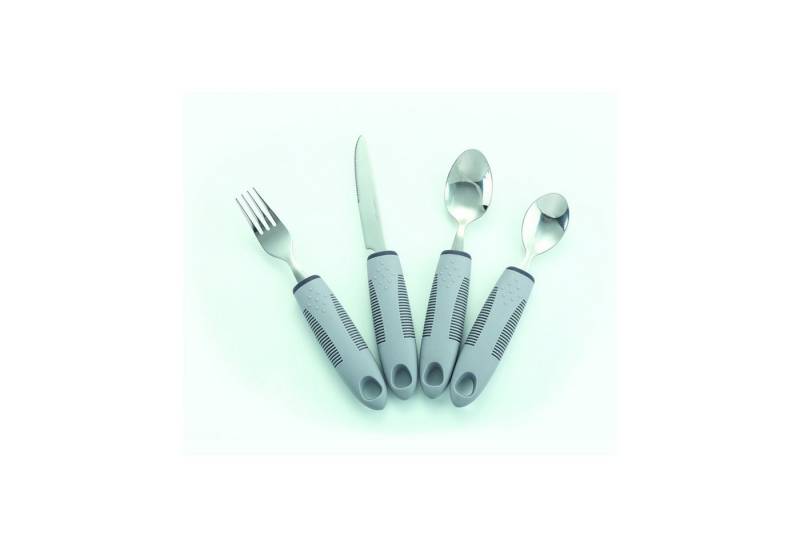 Sundo Homecare Besteck-Set Besteck SET SOFT rutschsicherer griff 4-teilig Messer Gabel Esslöffel (4-tlg), Edelstahl, Griff TPR von Sundo Homecare