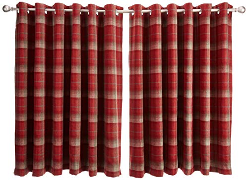 Sundour Carnoustie-Eyelet-Ring-Top-Curtains-90x54-Red Carnoustie Vorhänge mit Ösen, 229 x 137 cm, Rot, Polyester, 90 x 54 von Sundour