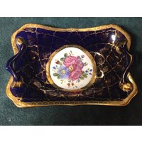 Blau Und Gold Dekorative Deep Dish Tablett von SundownSales