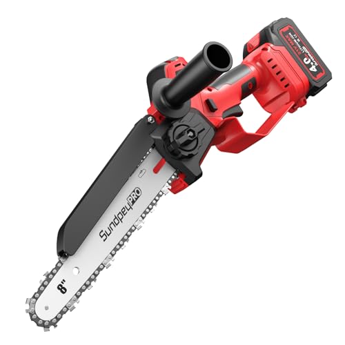 SundpeyPRO Mini Akku Kettensäge mit 1180W Bürstenlose Motor, 8-Zoll & 6 Zoll Akku Kettensäge mit 2 * 4.0Ah Akkus und Automatischer Öler, für Baumzweige, Holzschneiden von SundpeyPRO