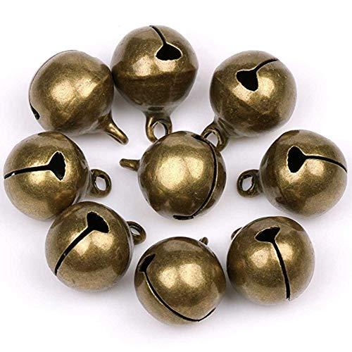 Suneast 50 Stück Antikes Bronze-Glöckchen Metallglocken zum Basteln mit Glöckchen für Weihnachten Festivals Dekoration Schmuck - 10 mm von Suneast
