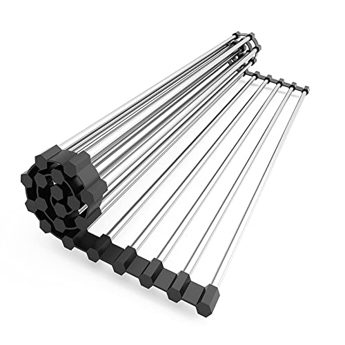 Suneast Aufrollbares Geschirrtrockner Gestell Edelstahl Abtropfgestell Mehrzweck Roll Up Dish Rack Küchenspüle Teleskop Abtropfkorb Geschirr für Tassen, Obst, Gemüse - 47 * 30cm von Suneast