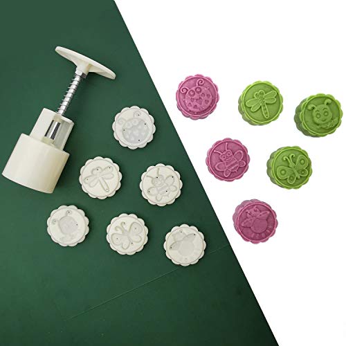 Keksstempel Mondkuchenform Stempel, Plätzchenpresse Mittelherbstfest DIY Dekoration Presse Keksausstecher Form Runde Keksausstecher Set Fondant Kuchendekoration (Round 6 Insect, 50g) von Suneke