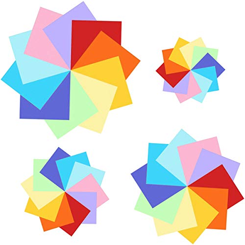 400 Blatt doppelseitiges Origami Papier in 10 lebhaften Farben, 4 Größen Spezifikation(100 Blatt 20x20 cm 100 Blatt 15x15 cm 100 Blatt 10x10 cm 100 Blatt 7,5x7,5 cm) von Sunerly