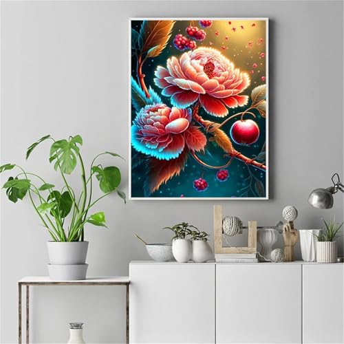 Diamond Painting Erwachsene,5D Fruchtpfingstrose Diamond painting Bilder Anfänger,DIY Round Full Drill Stickerei Diamant Malerei Set für Zuhause Dekor Geschenke 95x115cm von Suneve