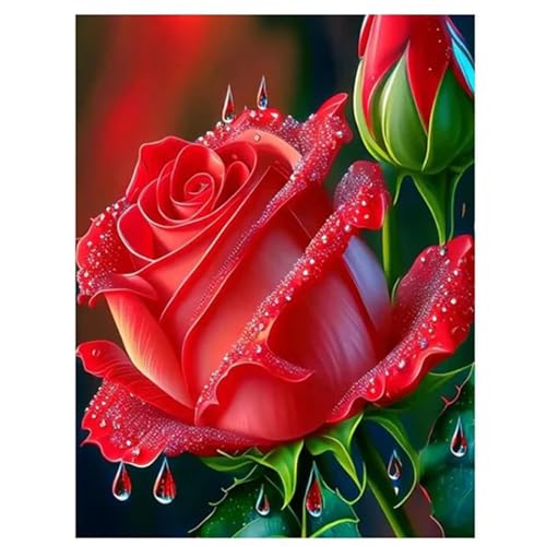 Diamond Painting Erwachsene Anfänger,5D Round Vollbohrer diamond painting set,DIY Diamant Painting Bilder Erwachsene diamant kunst Kits für Home Wanddekor,Rosenknospe 25x45cm von Suneve