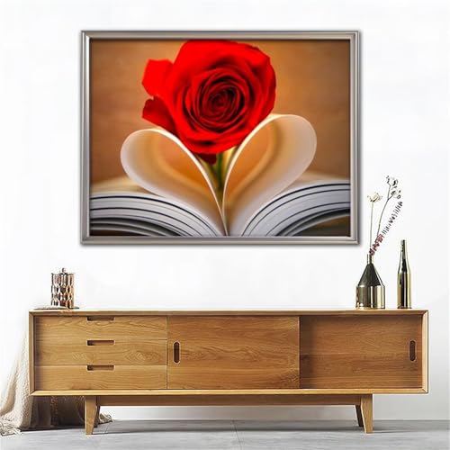 Rosenherz Diamond Painting für Erwachsene,5D Diamond Painting Set,DIY Full Square Diamant Malerei Stickerei Kreuzstich Bastelset für Zuhause Dekor 10x18 inch von Suneve