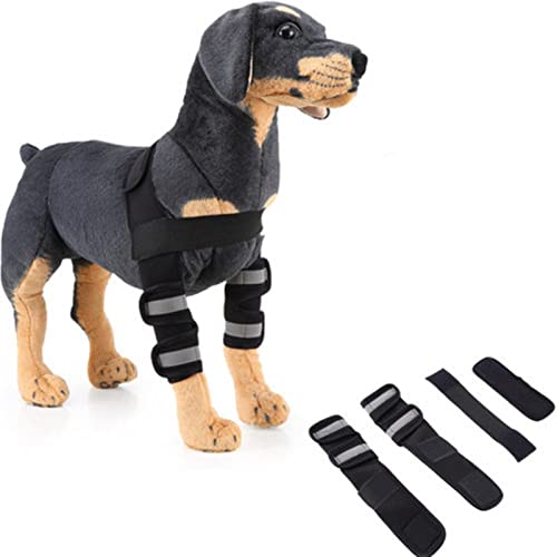 Kniebandage Hund Hunde Arthrose Hundebeinverband Joint Aid Hunde Unterstützung für das Hinterbein des Hundes Hüfte und Gelenk für Hunde Reflective-Black,L von Sunfauo