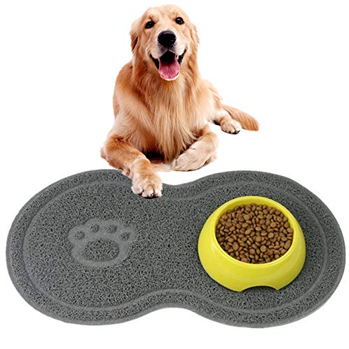 Napfunterlage Hund Katzennapf Unterlage Katzenmatten Für Futternäpfe wasserdichte Haustiermatte Tablett mit Tiernahrung Hundenapf Mat Tischset Cat Gray von Sunfauo