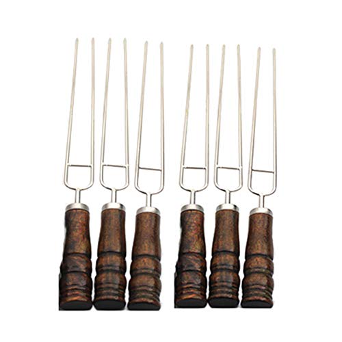 Sunfauo Köfte Spieße Schaschlik Spieße Spieße Für Grillen Spieße Für Obst Kebabs Toasten Gabel für BBQ Kebab Sticks Flache Spieße Für Kebabs 6pcs von Sunfauo